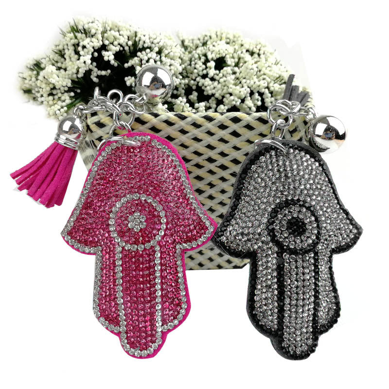 Wholesale Creative rhinestone Palm rhinestone keychain tassel diamond keychain