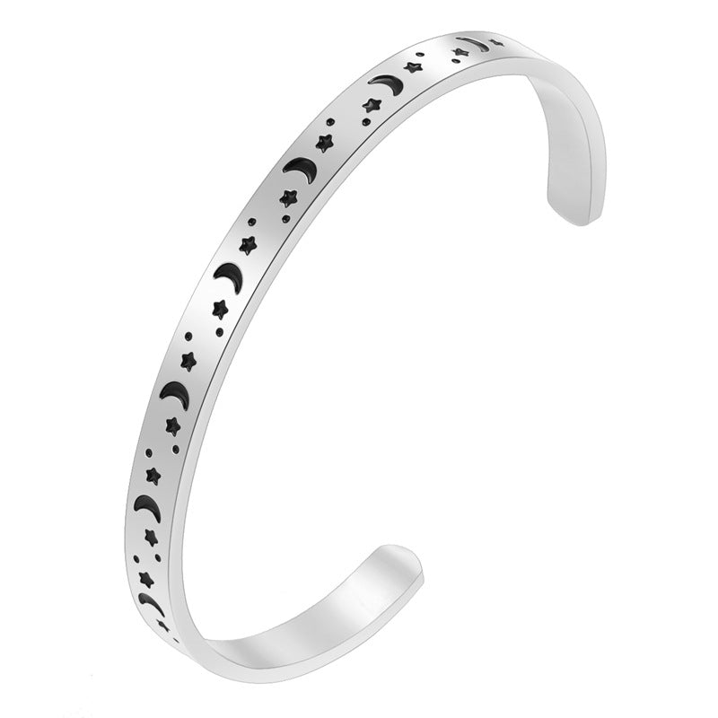 Wholesale simple   stainless steel star Moon C- shaped bracelet