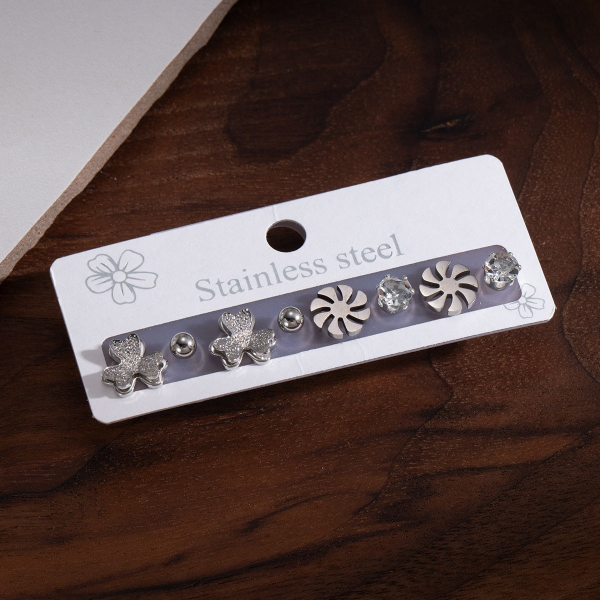 Wholesale Flower and Cross Stainless Steel Earring Set,  Stylish Fashion Jewelry Accessory for Women,  Gift Boutique Resale