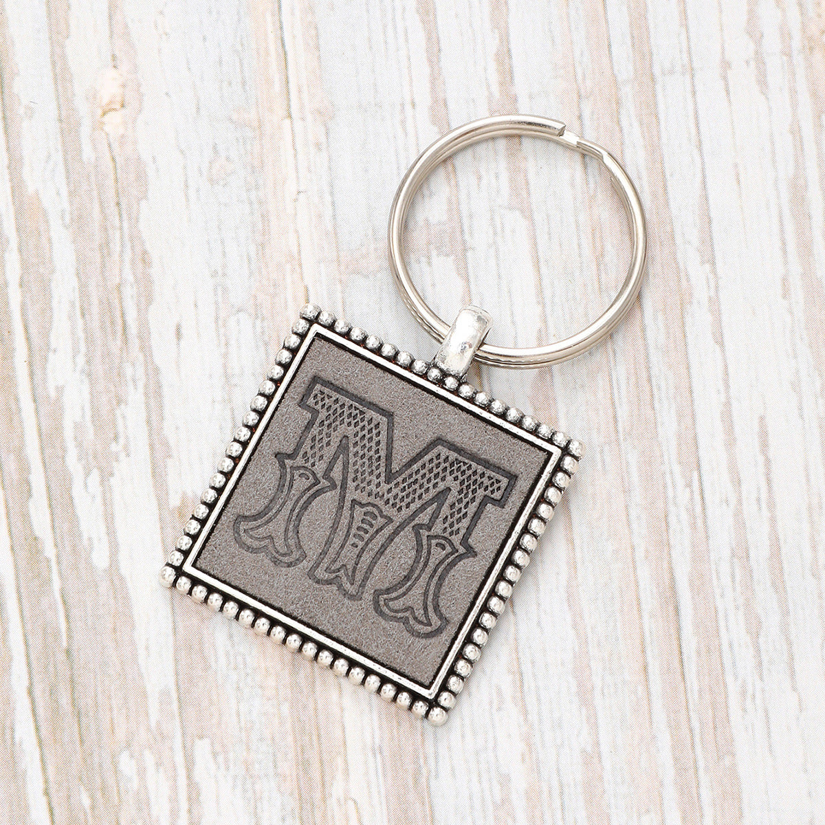 Wholesale 26 Letters Leather Embossed Keychain