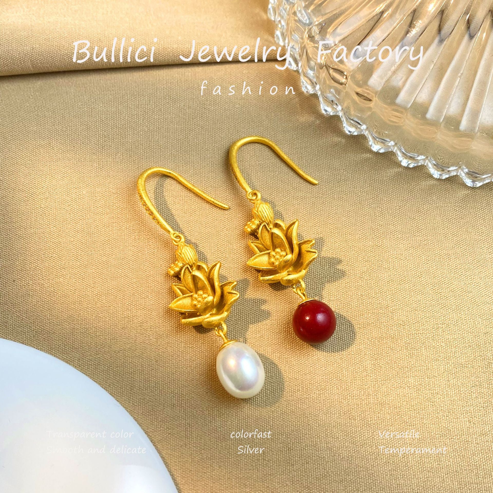 Wholesale  S925 Sterling Silver Material Lotus Elegant Long Tassel Ear Hook Earrings