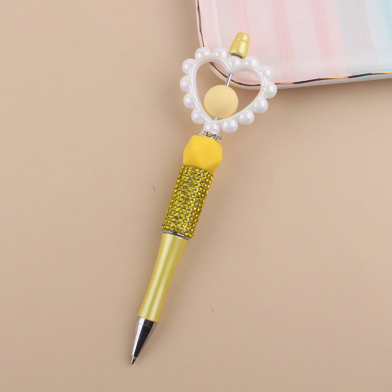 Wholesale  Diamond plastic love beaded pen  ballpoint pen color plastic pen