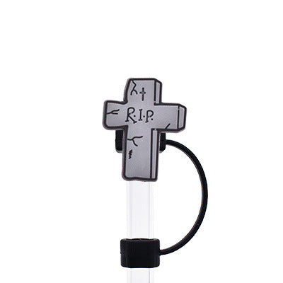 Wholesale Random 100pcs Halloween 10MM PVC Straw Tube Cap ACC-SCR-YiQu002