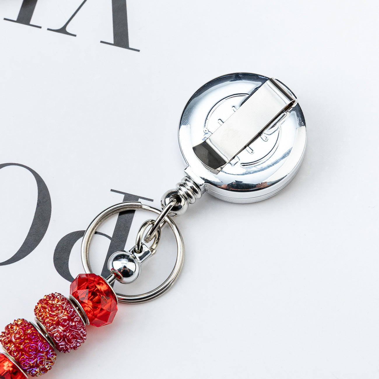 Wholesale DIY Beadable Glitter Sequin Badge Reels Easy-pull Buckle Retractable Plastic Easy-pull Badge Reel Buckle Retractable Buckle