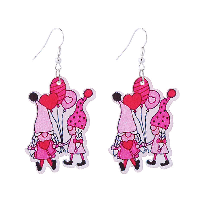 Wholesale Pink Tape Valentine's Day Double Sided Acrylic Earrings ACC-ES-ChouT005