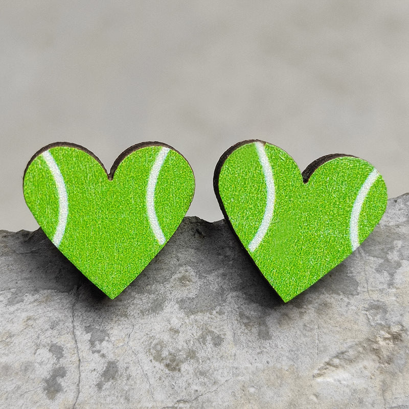 Wholesale Event sports jewelry heart-shaped Sports Baseball earrings