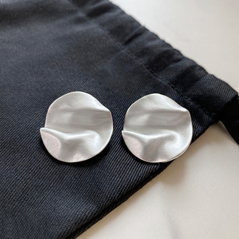 Wholesale  brushed metal irregular curved surface exaggerated earrings