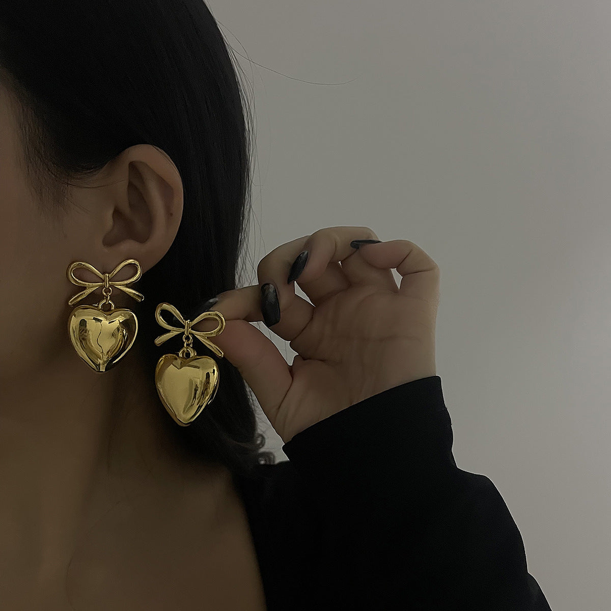 Wholesale  vintage bow earrings  ribbon bow love pearl necklace