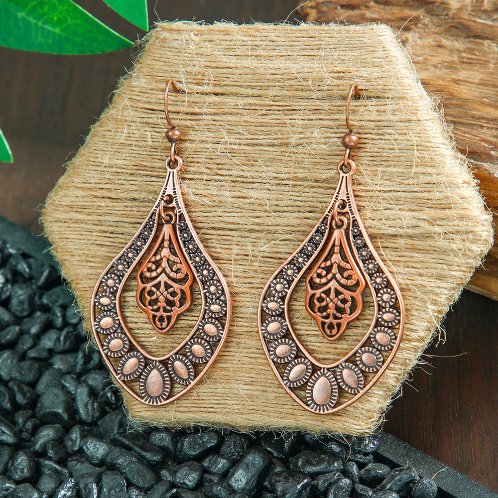 Wholesale Bohemian Tassel Earrings Metal Leather Leaf Circle Fashion Accessory for Party Wear