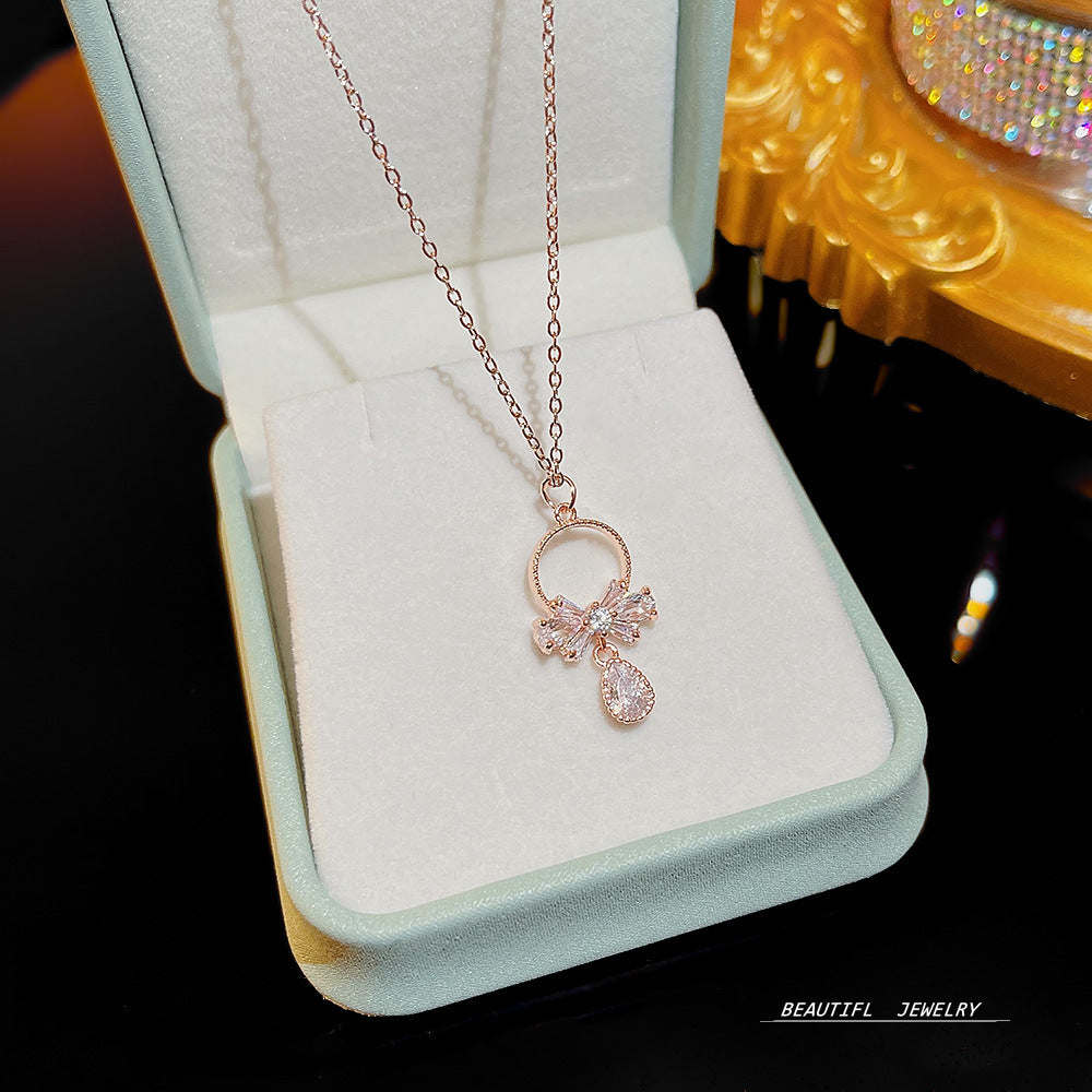 Wholesale Micropaved Zirconia Clavicle Chain Titanium Steel Necklaces Choker Necklace ACC-NE-Xiyue005