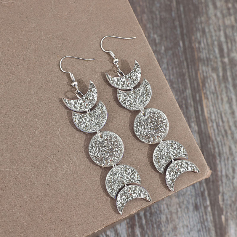 Wholesale Creative Crescent Circle Sequin Acrylic Long Earrings