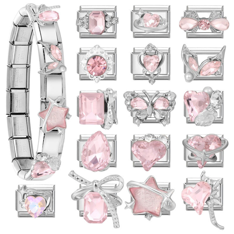Wholesale Sweet Italian-Style DIY Bracelet Beading Kit ( Includes Crystal Bow,  Heart,  and Star Charms)  — Ideal for Resale in Fashion Accessory Boutiques