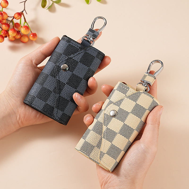 Wholesale Stylish Plaid Car Key Bag With PVC And Snap Button Unisex Boutique Resale