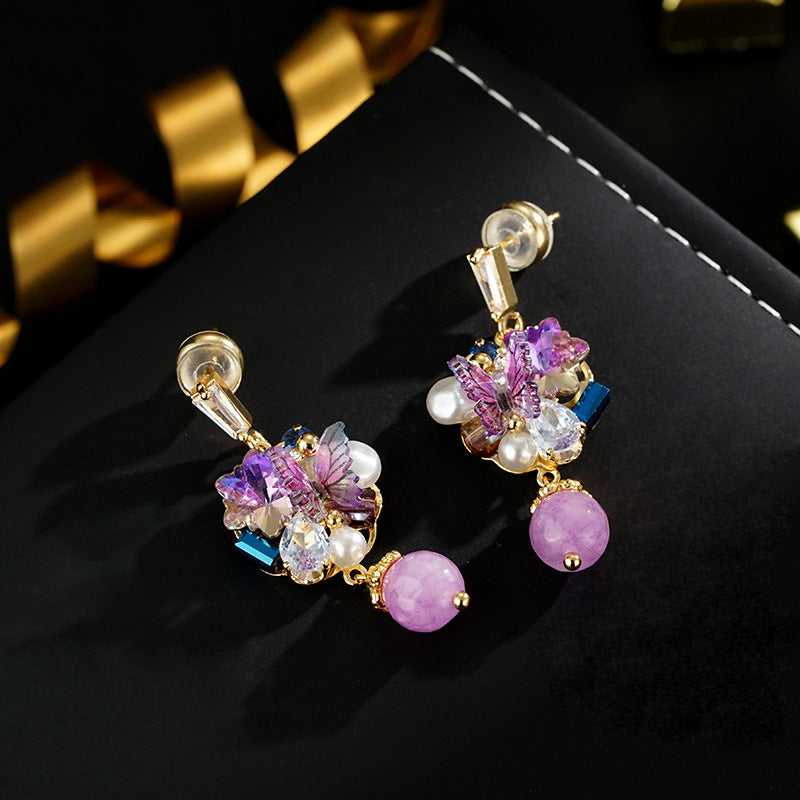 Wholesale Amethyst Butterfly Pendant Earrings