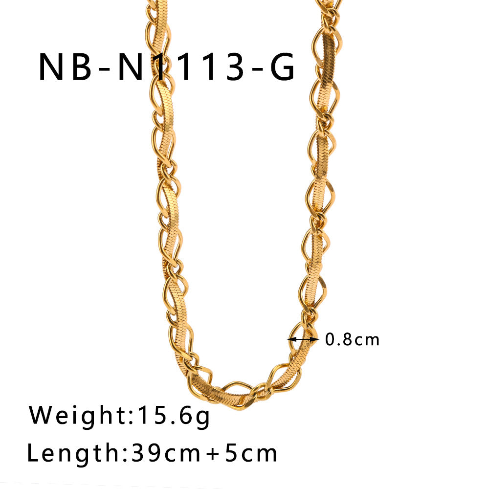 Wholesale  Stainless Steel Chain Flat Snake Chain Combination 18K Gold Necklace