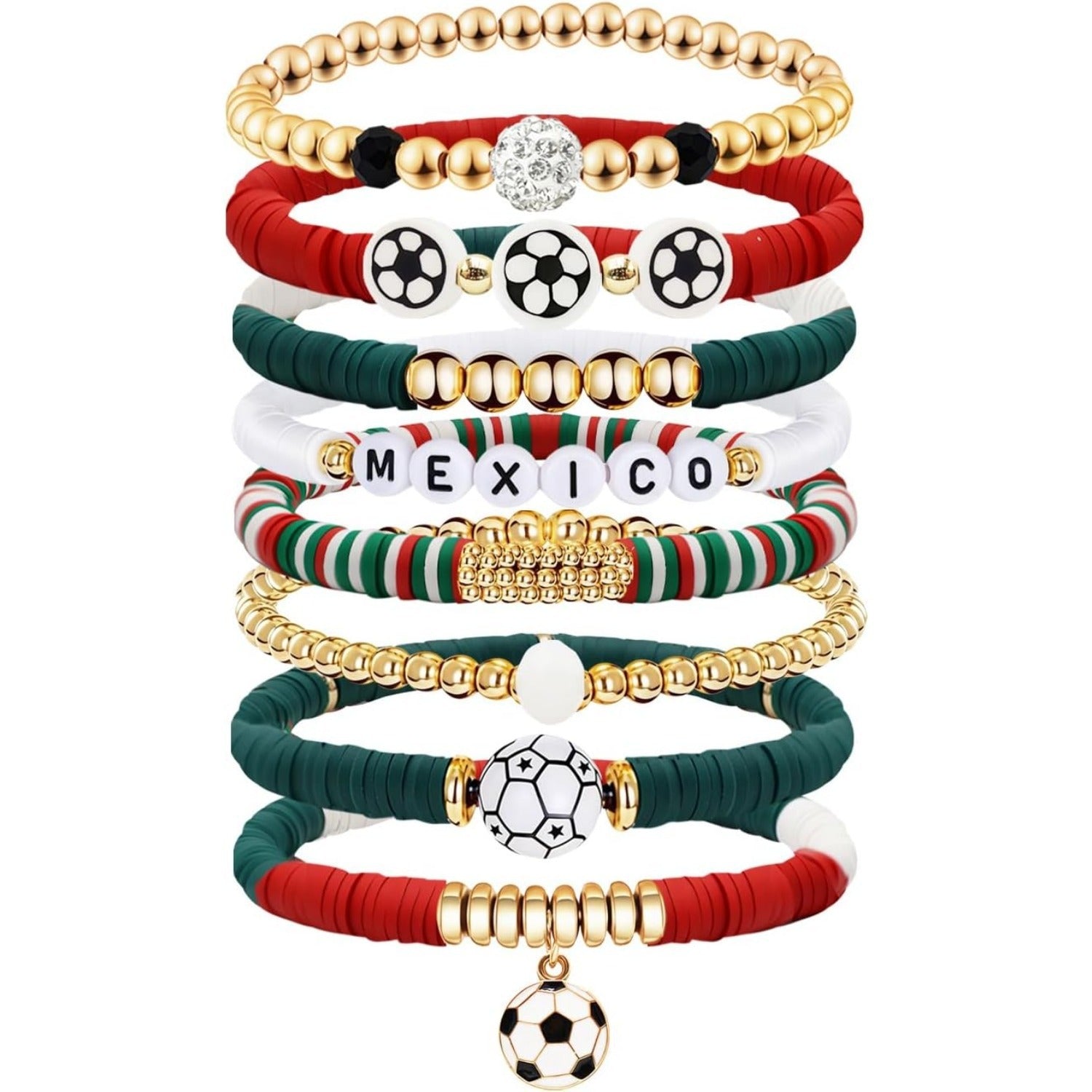 Wholesale Layered Bracelet Set US-Canada-Mexico World Cup Football Themed Sports Match Set Bracelet