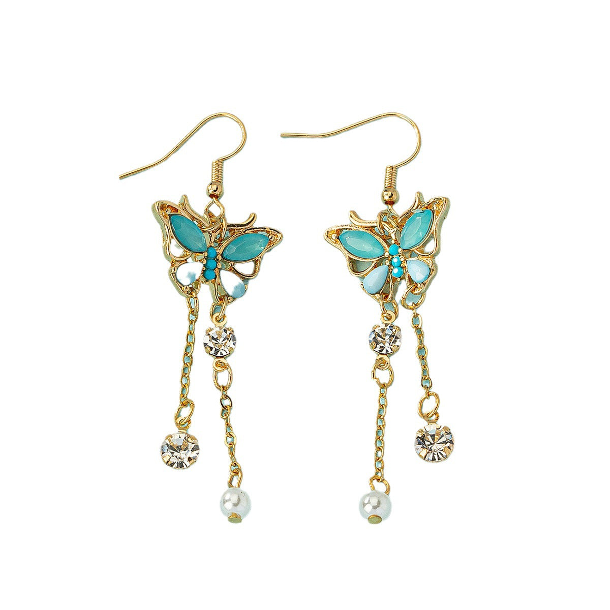 Wholesale Green Zircon Butterfly Alloy Earrings ACC-ES-AYN006