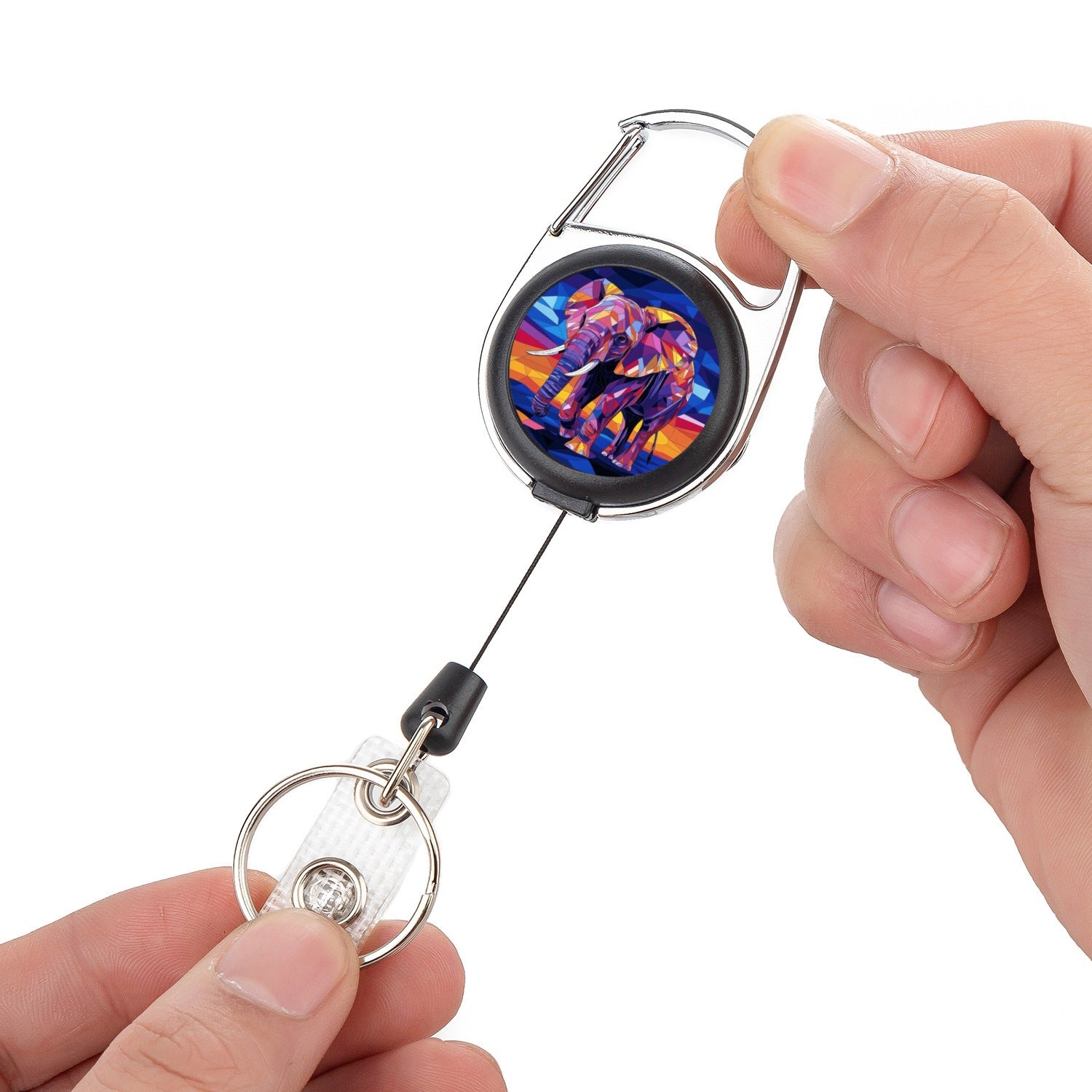 Wholesale Floral Alloy  Retractable Rotating Badge Keychain