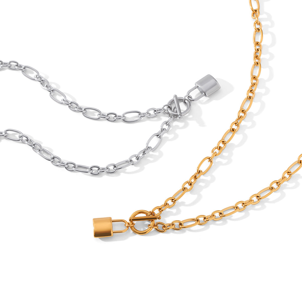 Wholesale Stainless Steel 18K Gold OT Buckle Lock  Pendant Necklace