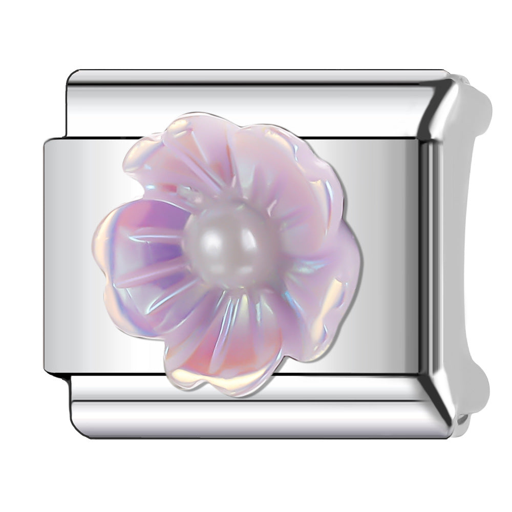 Wholesale Italian Charm Bracelet 9mm DIY Splicing Creative Flower Stainless Steel Composable Bracelet