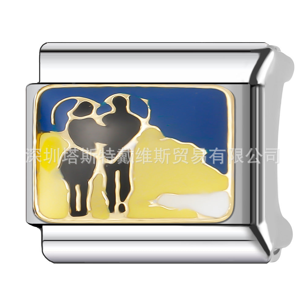 Wholesale 9mm Italian Charm Starter Bracelets DIY square Single Section Creative Stainless Steel Composable Bracelet