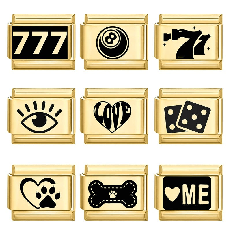 Wholesale Italian modular handmade black modular stainless steel bracelet DIY