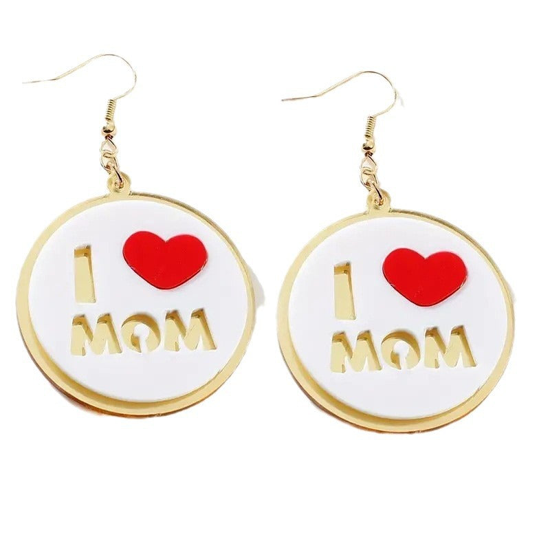 Wholesale Mother's Day Father's Day Round Pendant Elegant Simple Acrylic Earrings ACC-ES-AnDao005