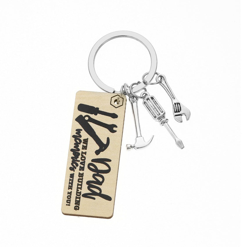 Wholesale Father's Day wooden English letter keychain