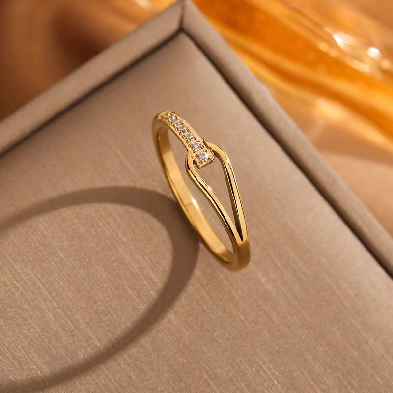 Wholesale Titanium steel rhinestone ring