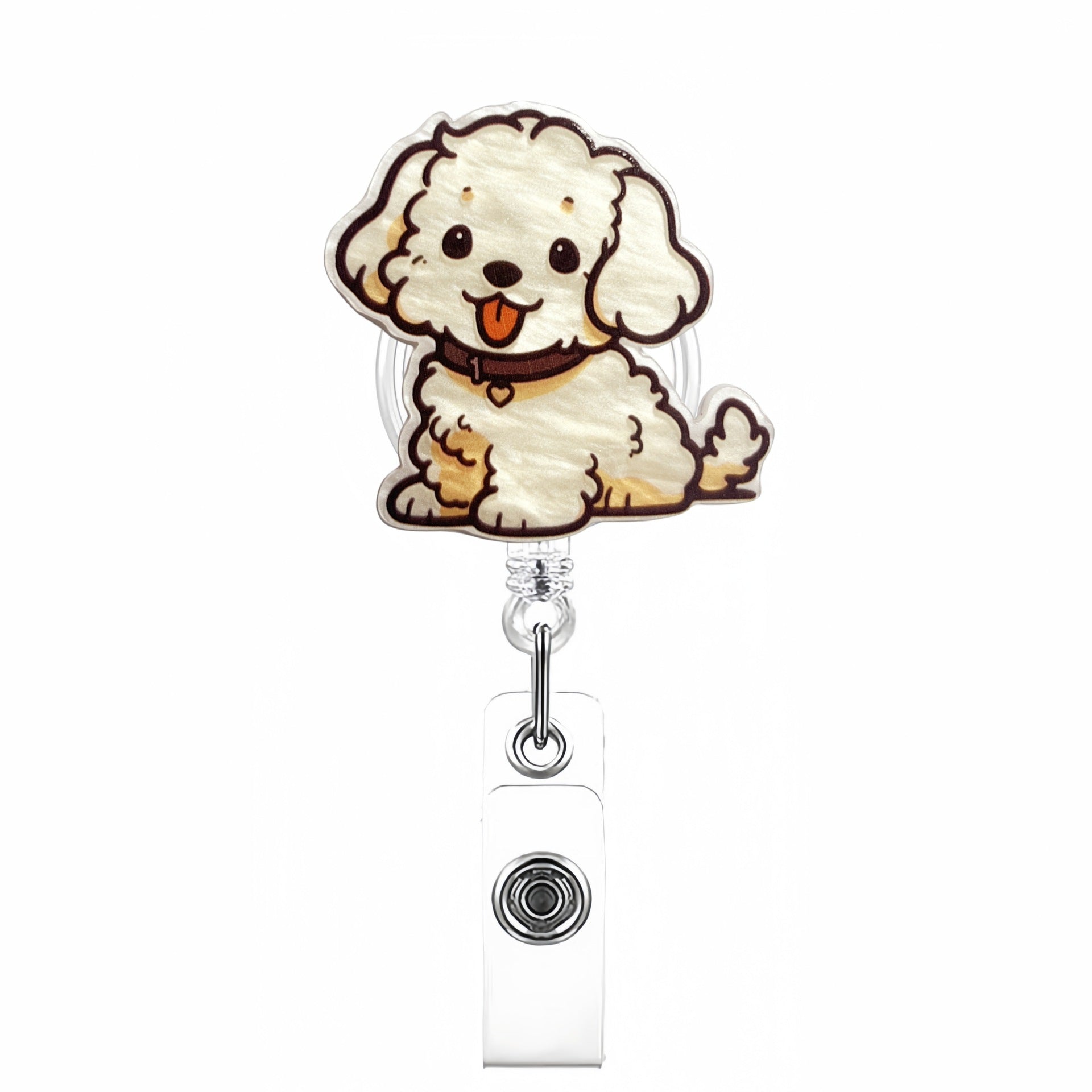 Wholesale Cute Pet Series Acrylic Retractable Rotating Badge Keychain