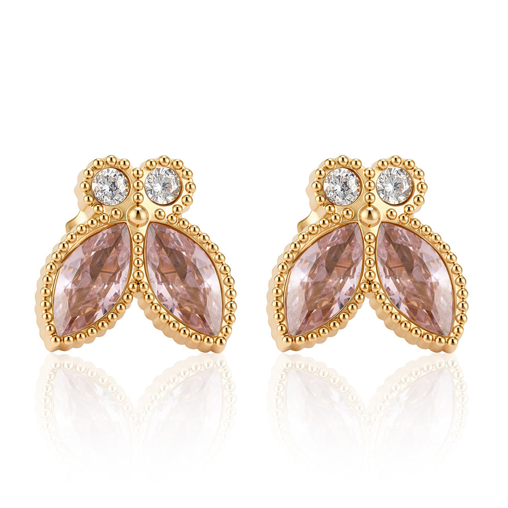 Wholesale Butterfly Cubic Zirconia Earring Set - 18K Gold Plated Stainless Steel,  Women' s Fashion Jewelry Accessory