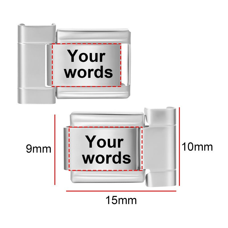 Wholesale  9mm Italian Charm Starter Bracelets DIY square Single Section Creative Stainless Steel Composable Bracelet