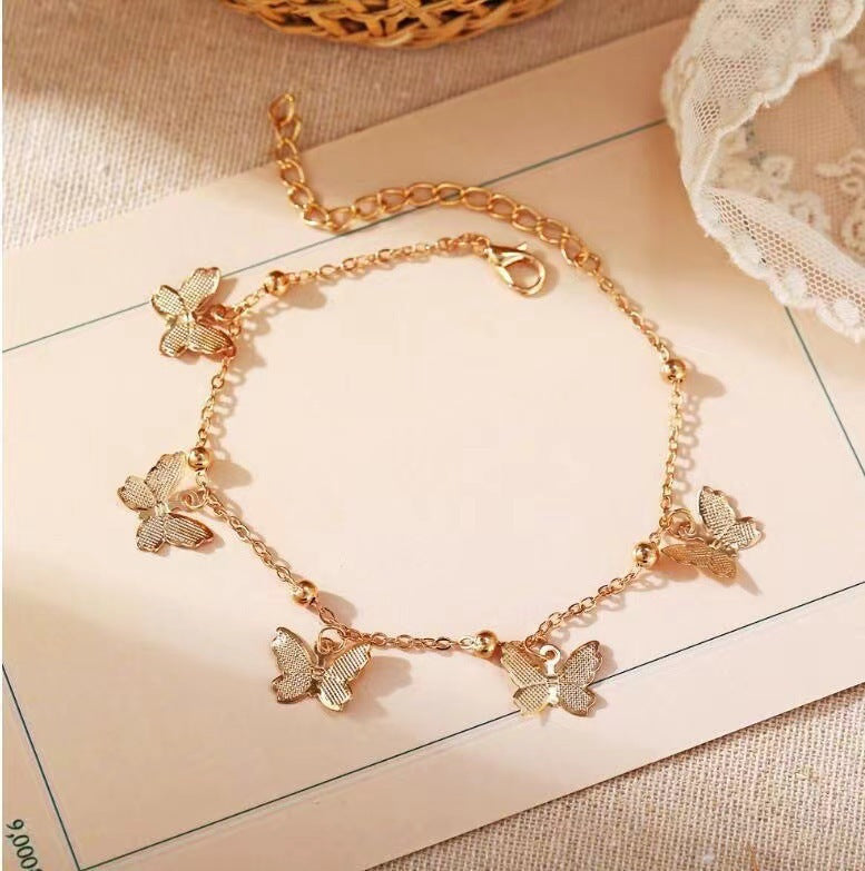 Wholesale Gold Electroplated Alloy Butterfly Pendant Bracelet Hollow Design Fashion Accessory for Everyday Wear Gift