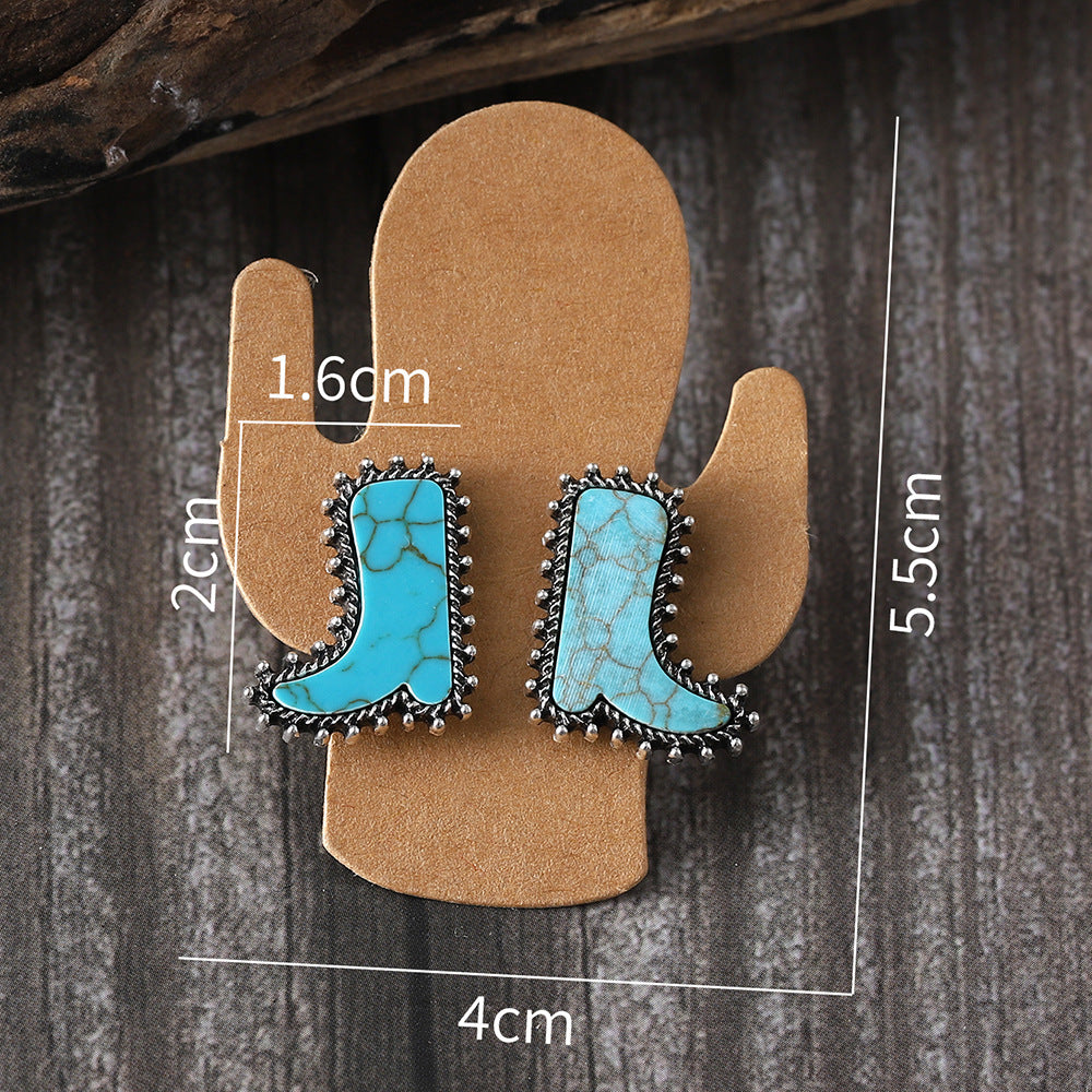 Wholesale Cactus Star Bull Head Heart Turquoise Earrings Necklace Set