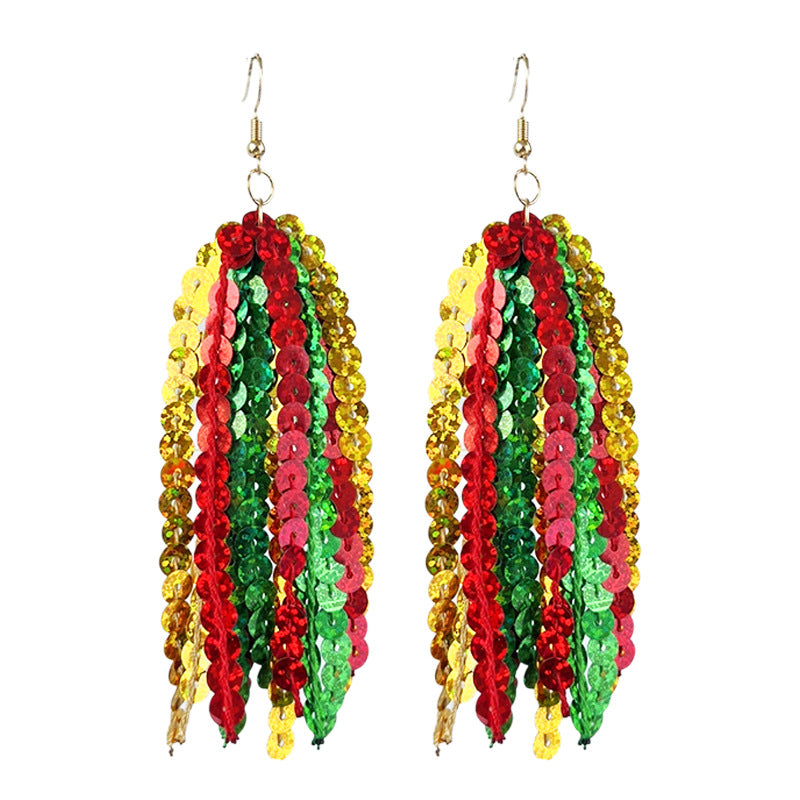 Wholesale Mexican May Festival hat elements Shiny tassel earrings