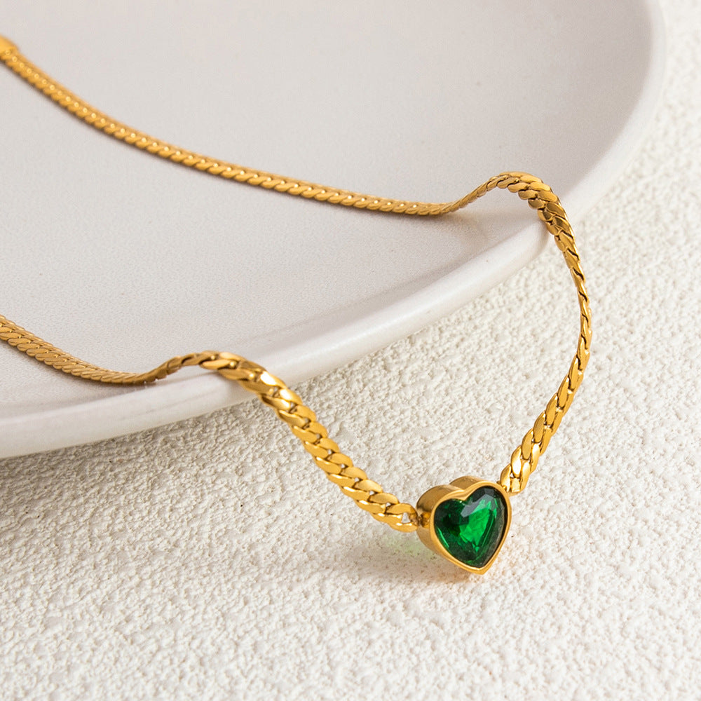 Wholesale Vintage Stainless Steel Diamond Heart Choker Necklaces  ACC-NE-YuHui002