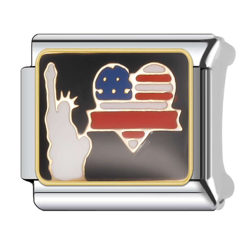 Wholesale Italian Charm Bracelet 9mm DIY Splicing National Tourism Scenic Logo Stainless Steel Composable Bracelet