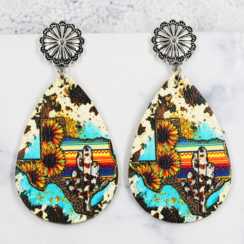Wholesale Leather water drop earrings