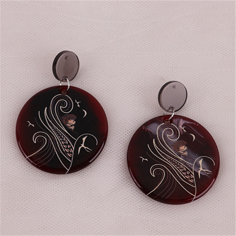 Wholesale retro small fresh geometric acrylic earrings