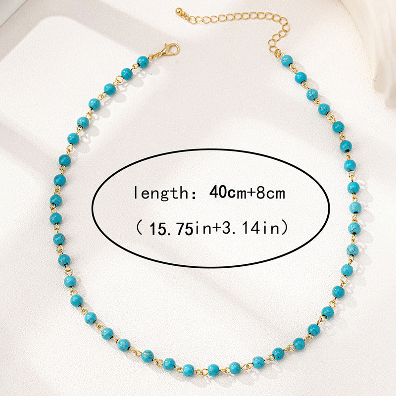 Wholesale Bohemian Vintage Turquoise Beaded Necklace Women' s Fashion Jewelry Accessory