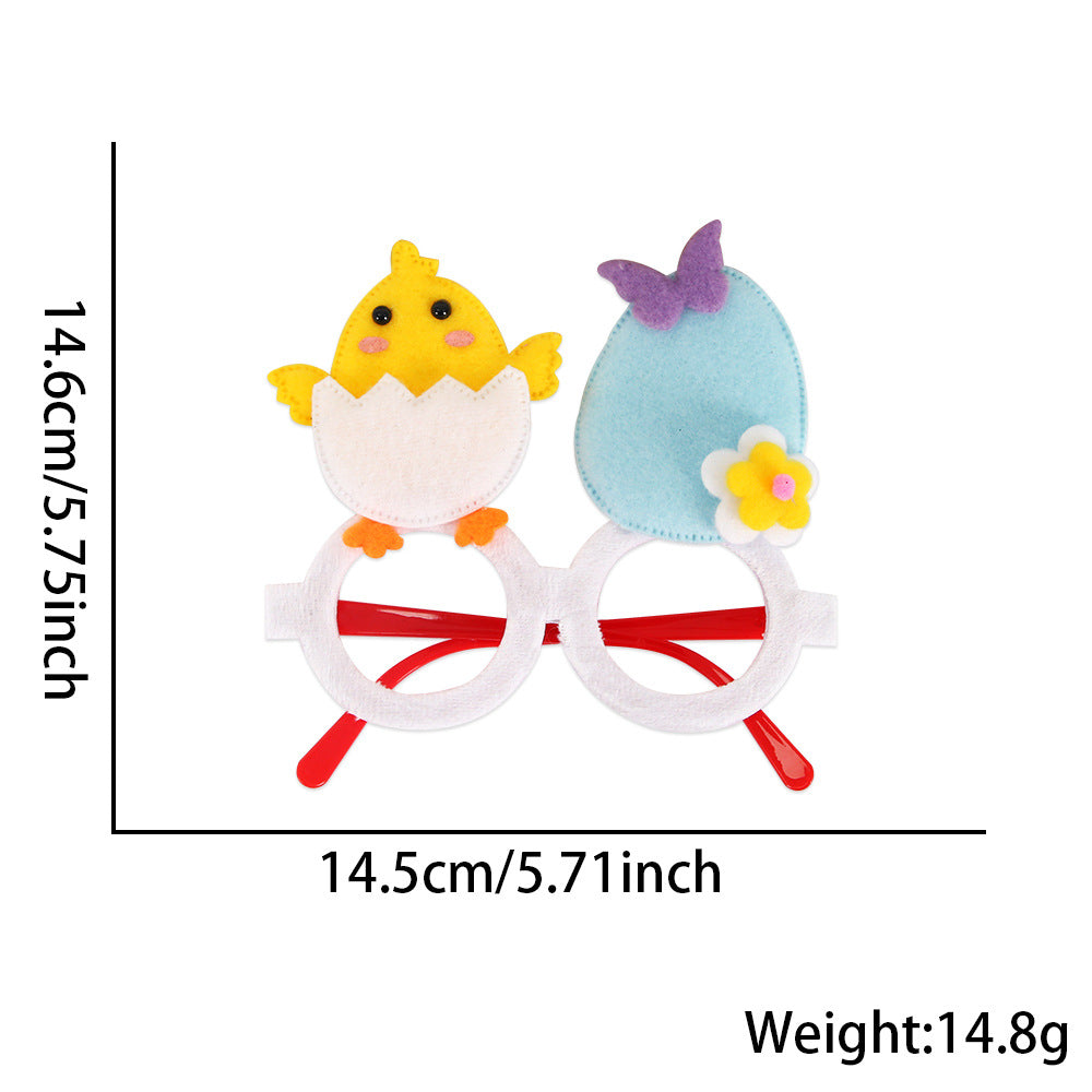 Wholesale  Easter decorations flannel chicken rabbit photo glasses decoration