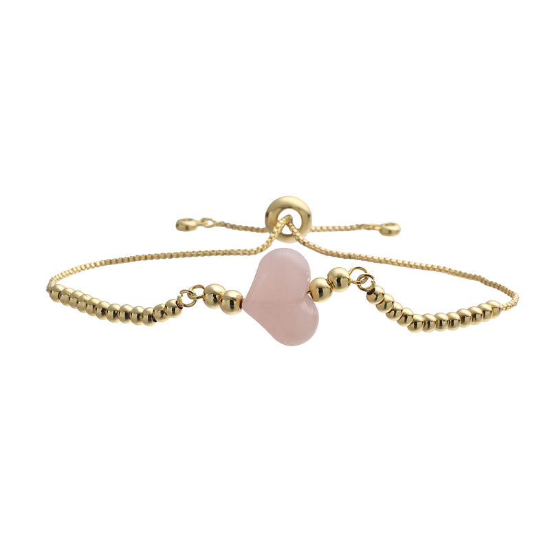 Wholesale Gold Plated Copper Heart Beaded Bracelet Minimalist Unisex Jewelry Accessory For Everyday Wear And Gifting