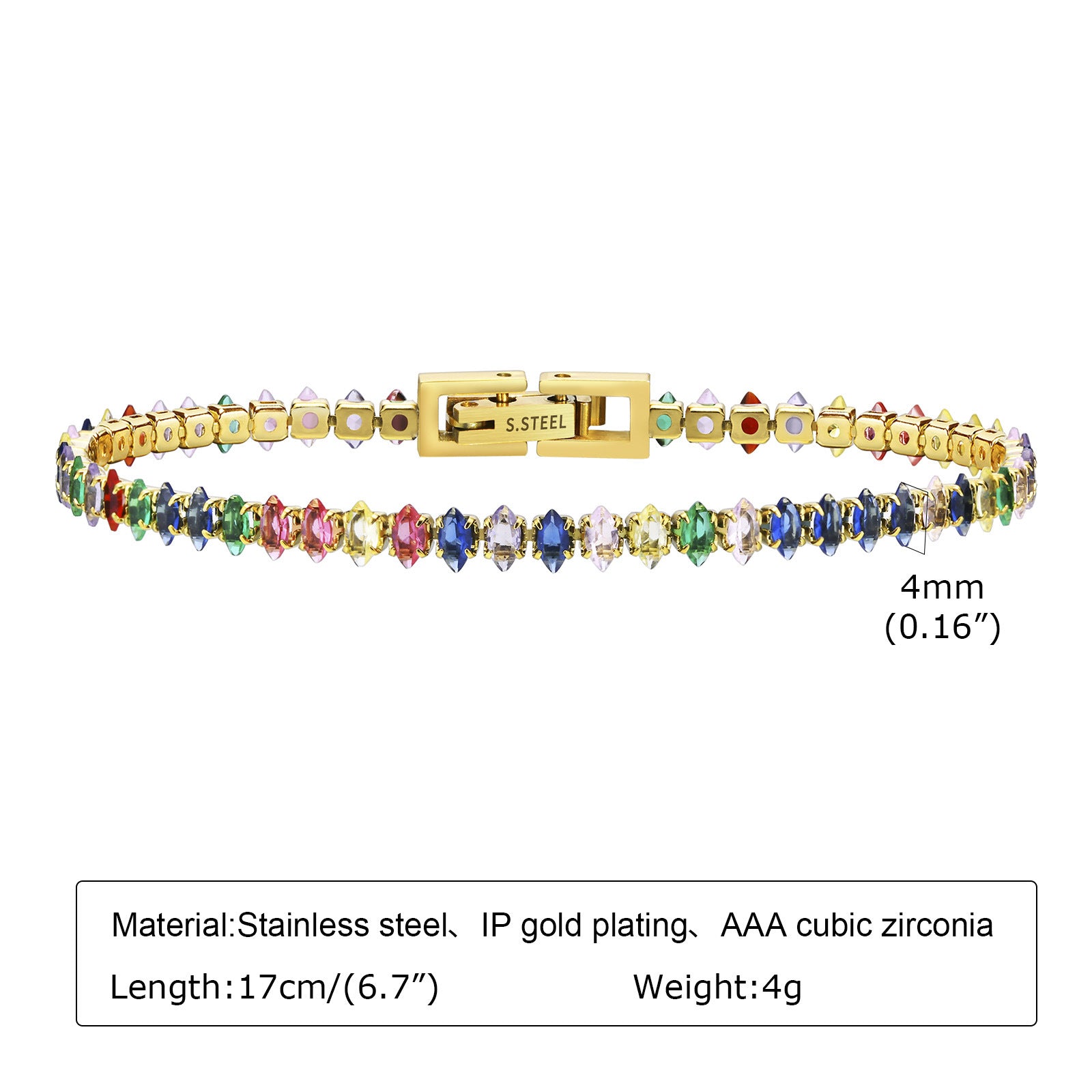 Wholesale Stainless Steel Gold Tone Marquise Zircon Bracelet Summer Chic Everyday Wear Women S Jewelry Accessory