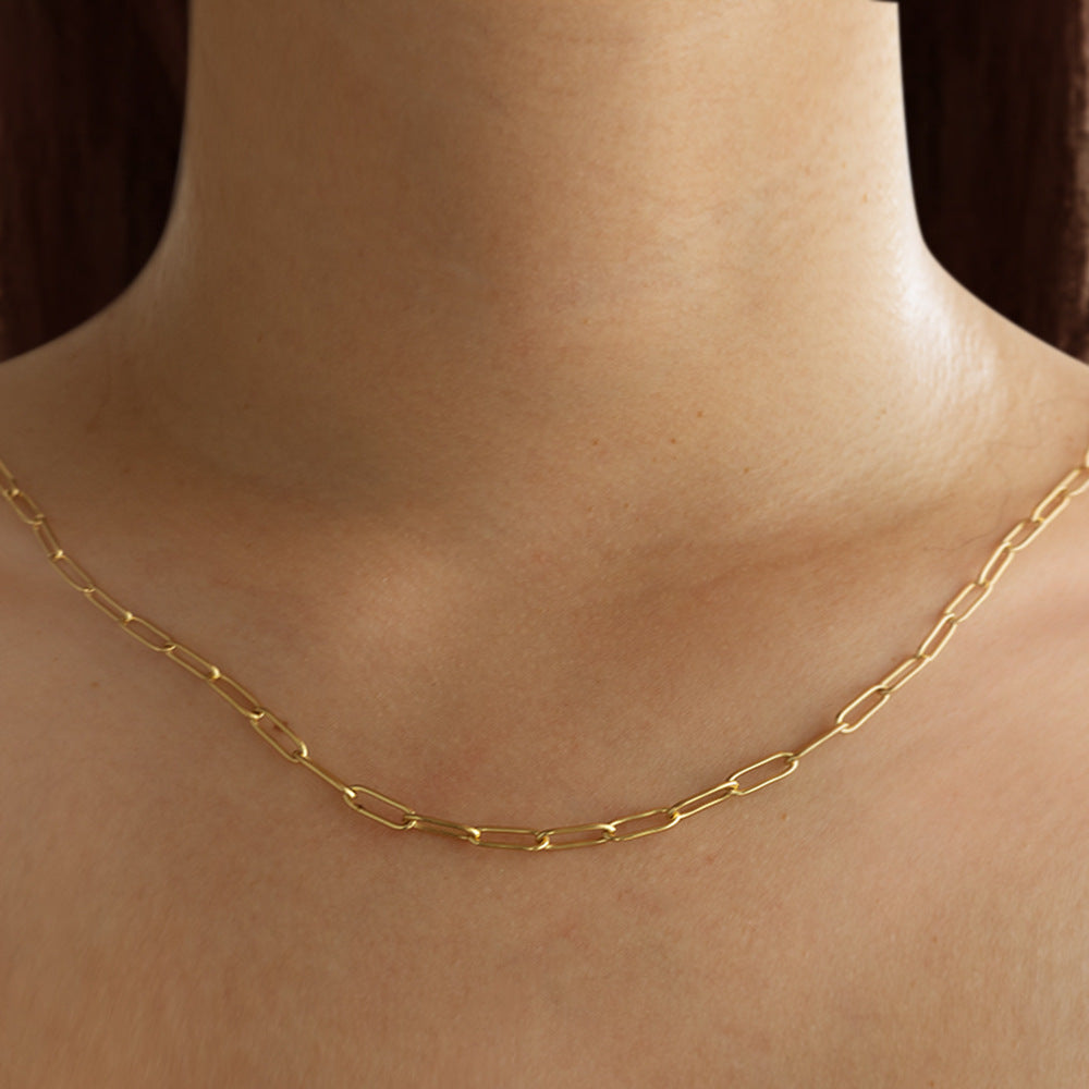 Wholesale 18k Gold Plated Oval Chain Cuban Link Necklace Fashion Jewelry for Women Everyday Wear