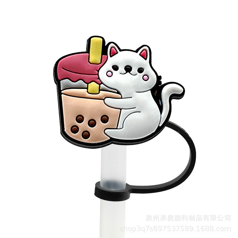 Wholesale 10PCS 7-8mm Cartoon Beverage Silicone Straw Tube Cap