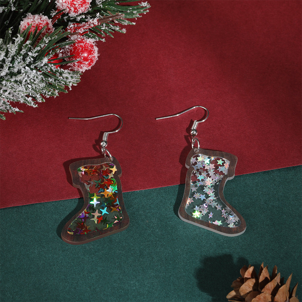 Wholesale Acrylic Christmas  Stocking Earrings
