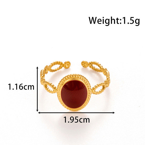 Wholesale  Titanium Steel Oil Dropping Geometric Light Luxury Opening Adjustable Ring