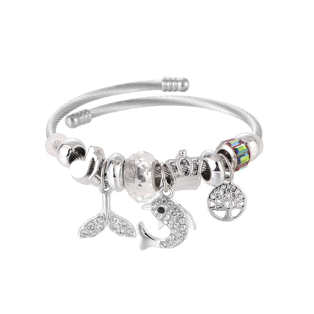 Wholesale Colorful Beaded Dolphin Fish Tail Pendant Bracelet ACC-BT-jiax006