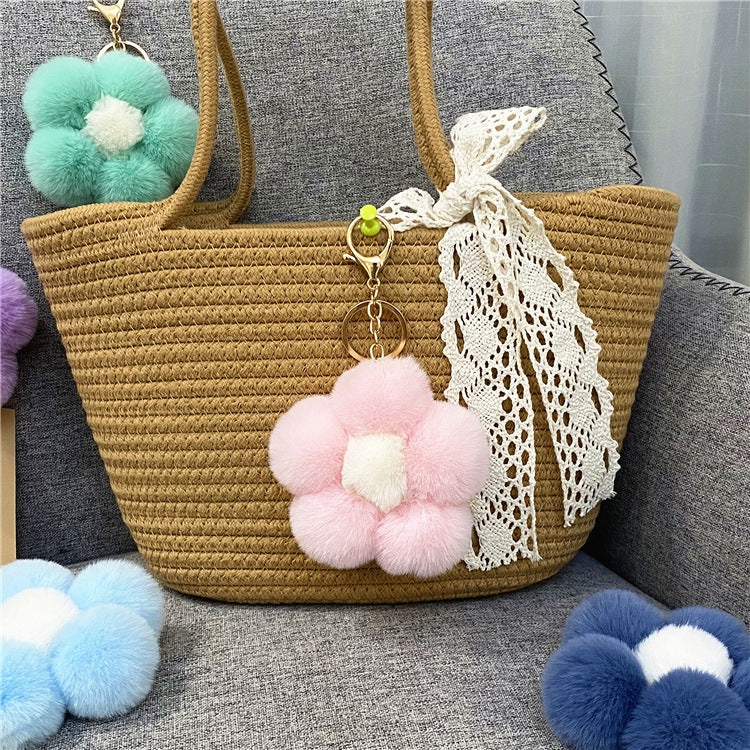 Wholesale Cute Flower Plush Keychain Red Plush Bag Charm For Bags And Car Keys Everyday Use Gift Boutique Resale