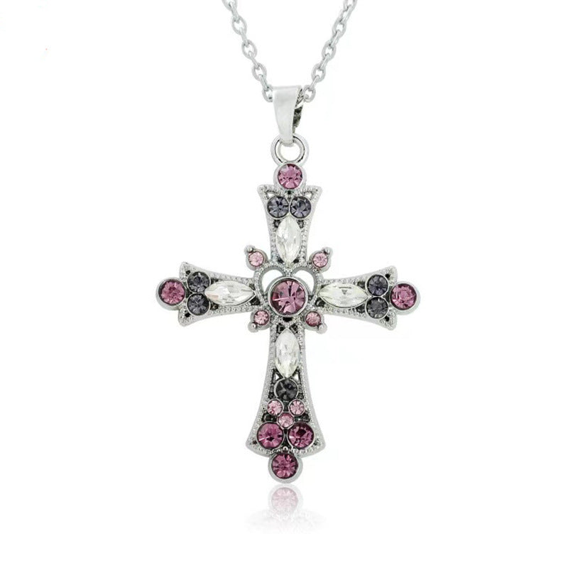 Wholesale Bohemian style crystal diamond color cross earrings
